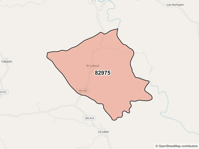 Mapa del código postal 82975, San Ignacio, Sinaloa