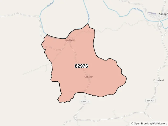 Mapa del código postal 82976, San Ignacio, Sinaloa