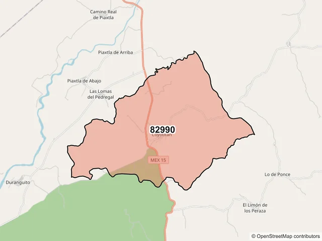 Mapa del código postal 82990, San Ignacio, Sinaloa