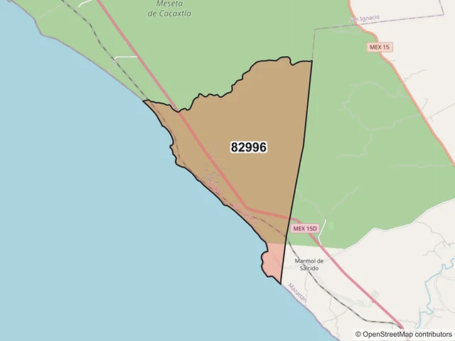 Mapa del código postal 82996, San Ignacio, Sinaloa