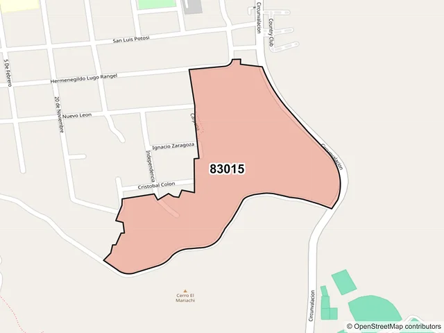 Mapa del código postal 83015, Hermosillo, Sonora