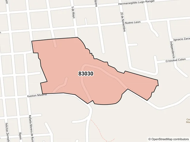 Mapa del código postal 83030, Hermosillo, Sonora
