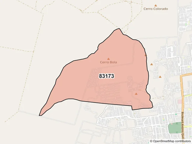 Mapa del código postal 83173, Hermosillo, Sonora