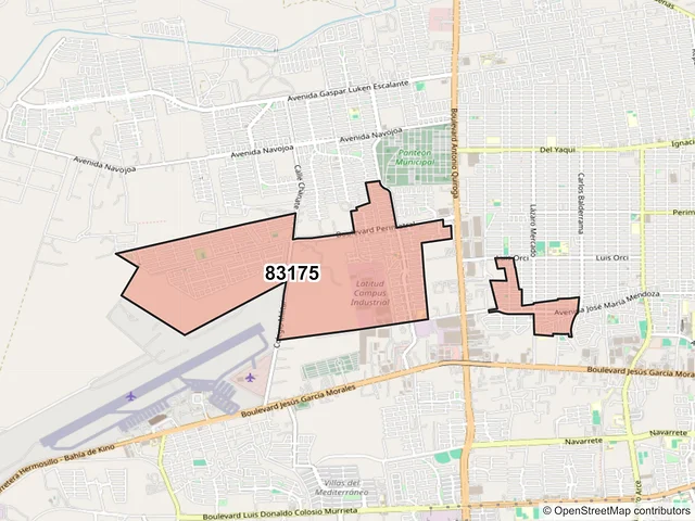 Mapa del código postal 83175, Hermosillo, Sonora