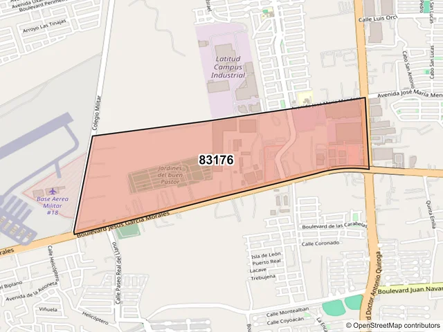 Mapa del código postal 83176, Hermosillo, Sonora