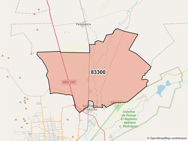Mapa del código postal 83300, Hermosillo, Sonora