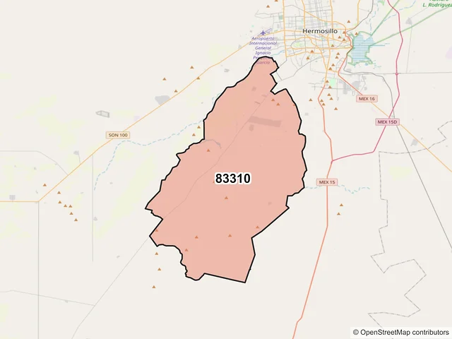 Mapa del código postal 83310, Hermosillo, Sonora