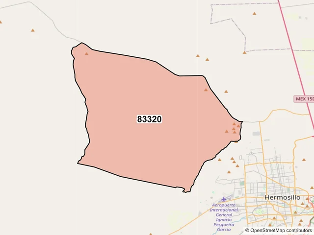 Mapa del código postal 83320, Hermosillo, Sonora