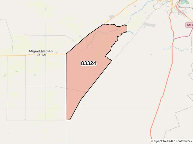 Mapa del código postal 83324, Hermosillo, Sonora