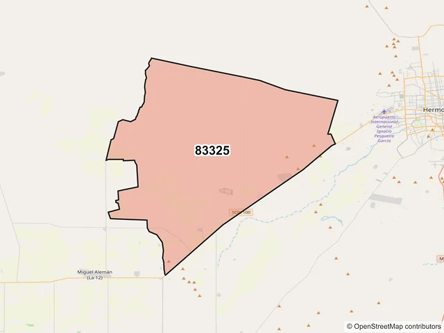 Mapa del código postal 83325, Hermosillo, Sonora