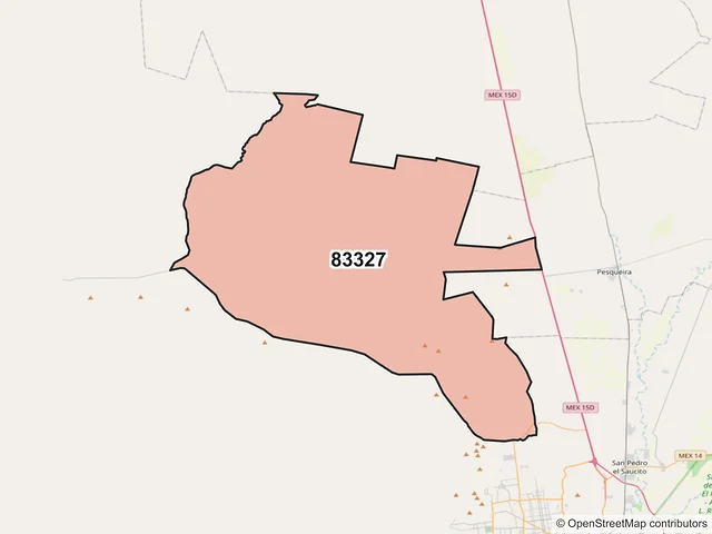 Mapa del código postal 83327, Hermosillo, Sonora