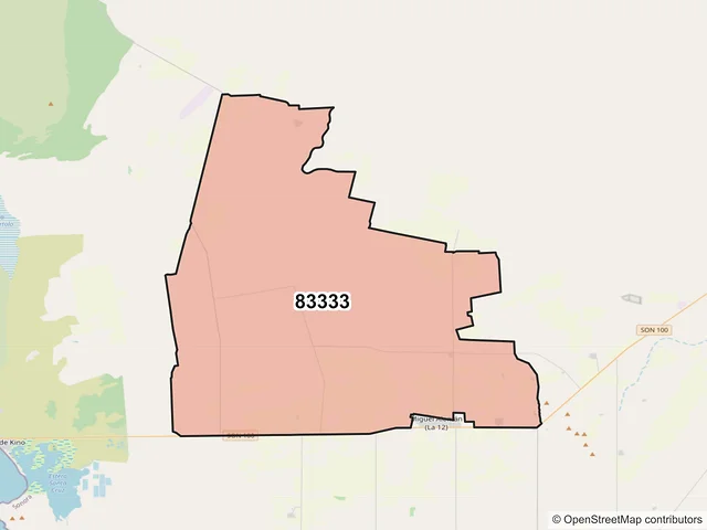 Mapa del código postal 83333, Hermosillo, Sonora
