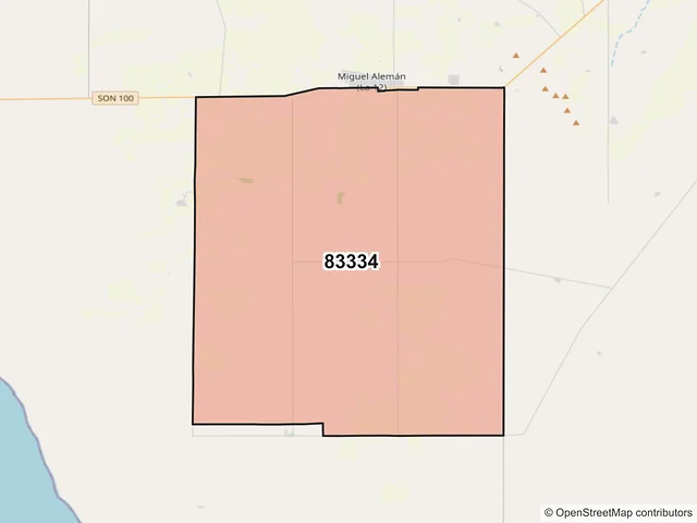 Mapa del código postal 83334, Hermosillo, Sonora