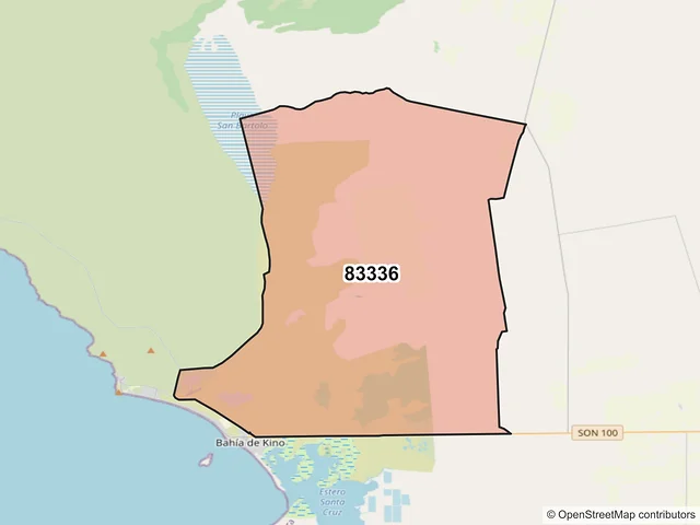 Mapa del código postal 83336, Hermosillo, Sonora