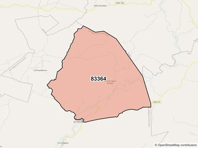 Mapa del código postal 83364, San Miguel de Horcasitas, Sonora