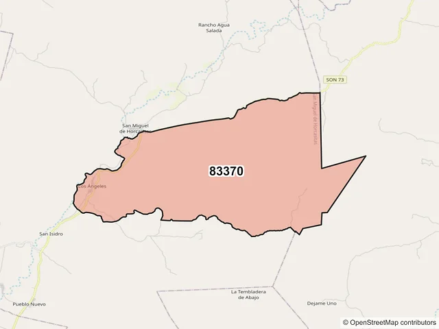 Mapa del código postal 83370, San Miguel de Horcasitas, Sonora
