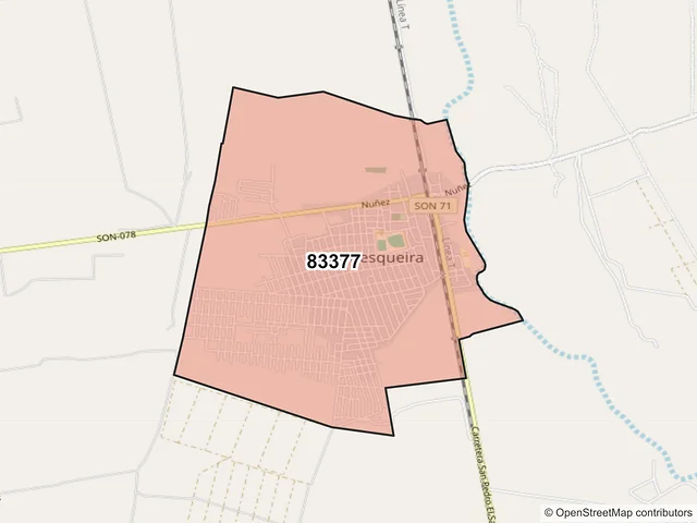 Mapa del código postal 83377, San Miguel de Horcasitas, Sonora