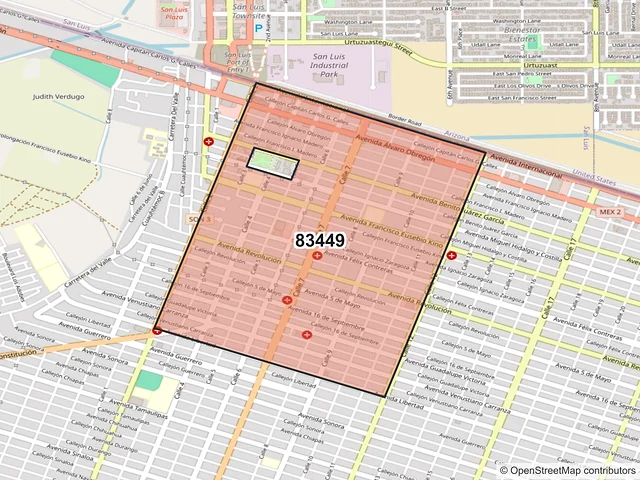 Mapa del código postal 83449, San Luis Río Colorado, Sonora