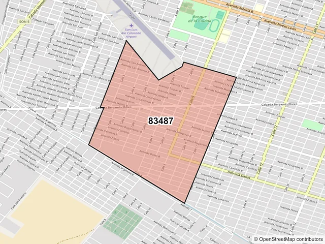 Mapa del código postal 83487, San Luis Río Colorado, Sonora