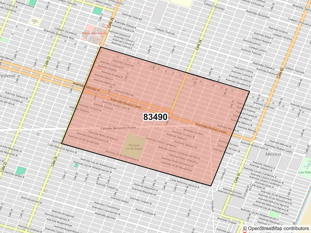 Mapa del código postal 83490, San Luis Río Colorado, Sonora