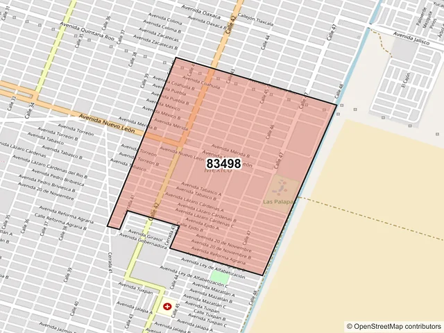 Mapa del código postal 83498, San Luis Río Colorado, Sonora