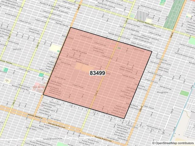 Mapa del código postal 83499, San Luis Río Colorado, Sonora