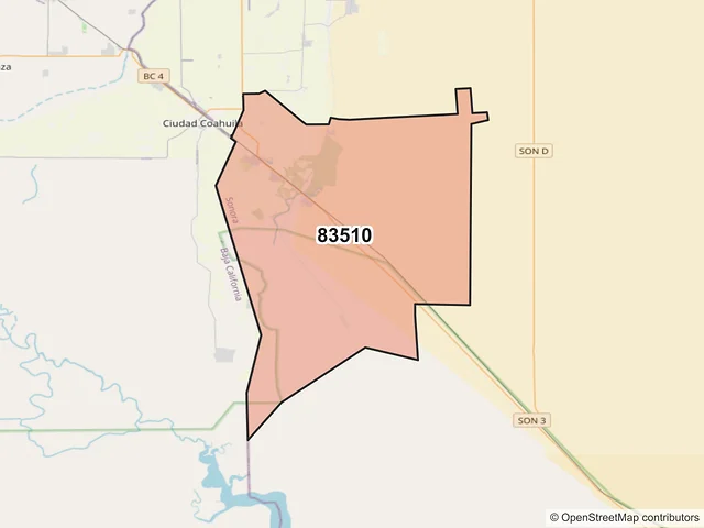 Mapa del código postal 83510, San Luis Río Colorado, Sonora