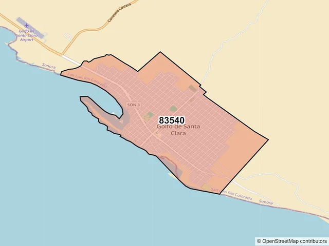 Mapa del código postal 83540, San Luis Río Colorado, Sonora