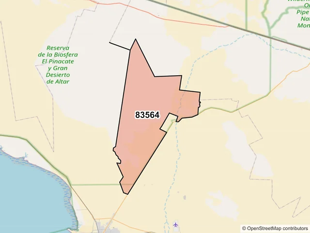 Mapa del código postal 83564, Puerto Peñasco, Sonora