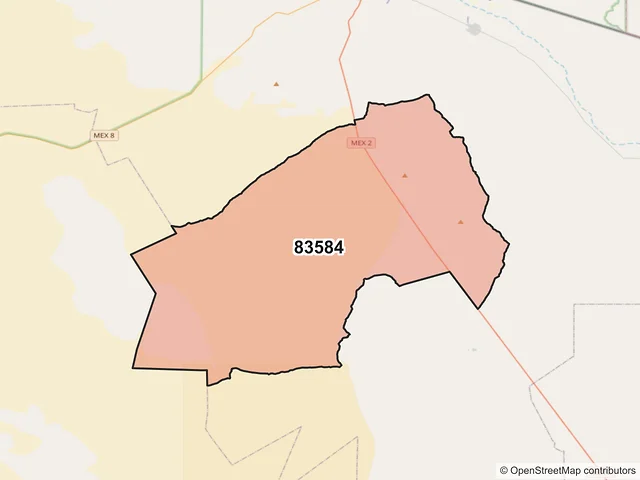 Mapa del código postal 83584, General Plutarco Elías Calles, Sonora