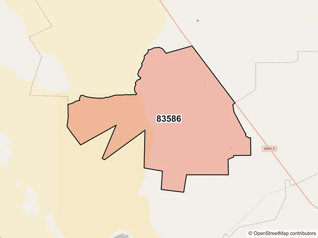 Mapa del código postal 83586, General Plutarco Elías Calles, Sonora