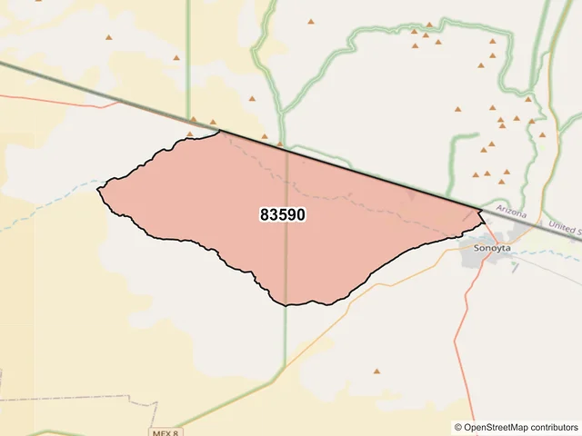 Mapa del código postal 83590, General Plutarco Elías Calles, Sonora