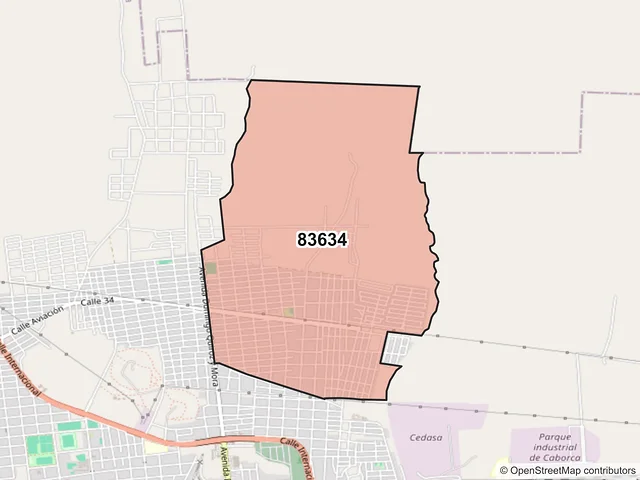 Mapa del código postal 83634, Caborca, Sonora