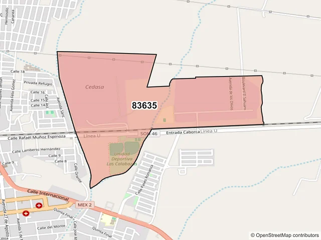 Mapa del código postal 83635, Caborca, Sonora