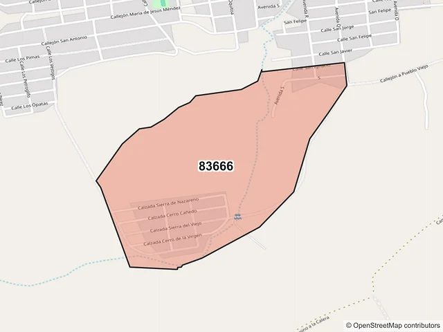 Mapa del código postal 83666, Caborca, Sonora