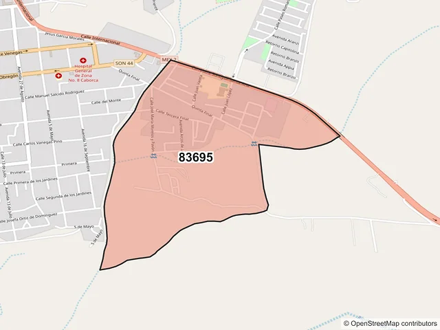 Mapa del código postal 83695, Caborca, Sonora