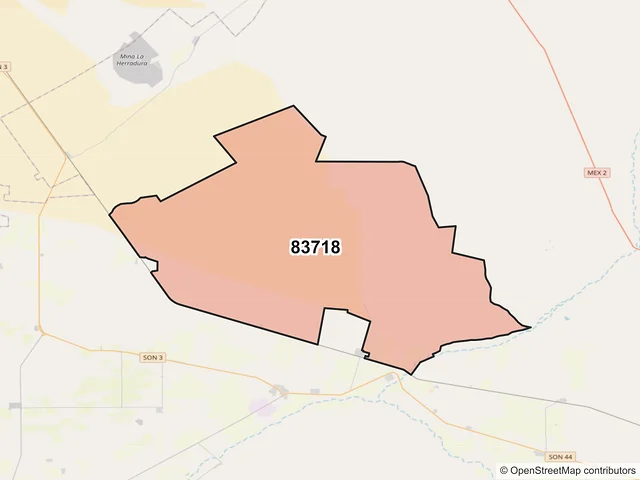 Mapa del código postal 83718, Caborca, Sonora