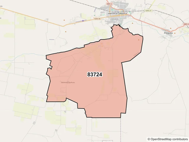 Mapa del código postal 83724, Caborca, Sonora