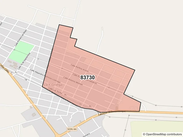 Mapa del código postal 83730, Caborca, Sonora