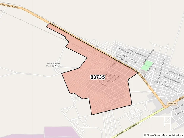 Mapa del código postal 83735, Caborca, Sonora