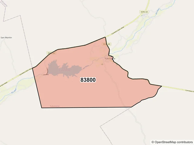 Mapa del código postal 83800, Tubutama, Sonora