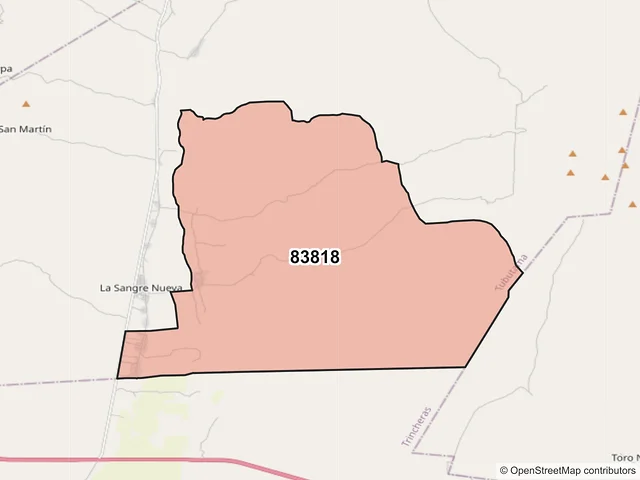 Mapa del código postal 83818, Tubutama, Sonora