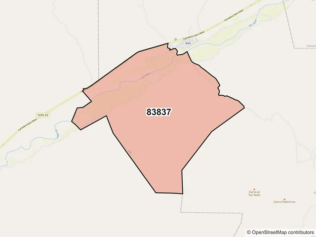Mapa del código postal 83837, Atil, Sonora