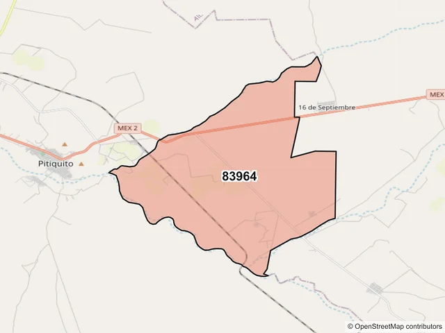 Mapa del código postal 83964, Pitiquito, Sonora