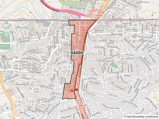 Mapa del código postal 84000, Nogales, Sonora