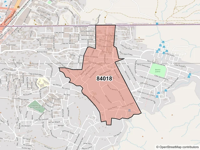 Mapa del código postal 84018, Nogales, Sonora