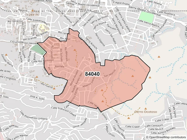 Mapa del código postal 84040, Nogales, Sonora
