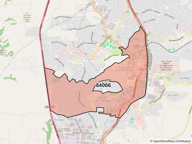 Mapa del código postal 84066, Nogales, Sonora