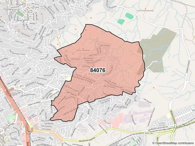 Mapa del código postal 84076, Nogales, Sonora