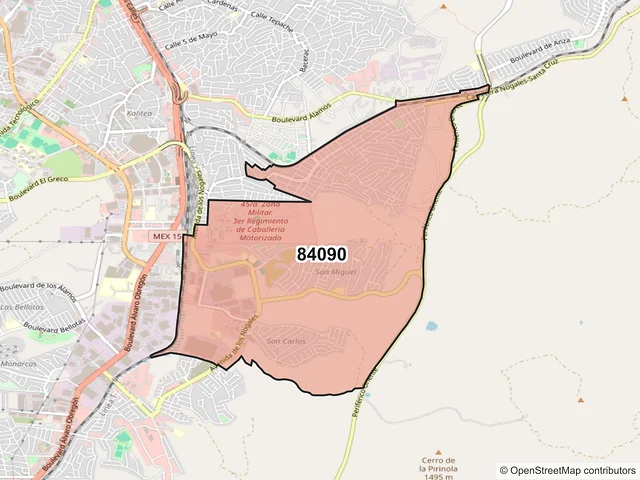 Mapa del código postal 84090, Nogales, Sonora